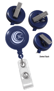 Attaches at Any Angle & Keeps ID Straight Reel Badge Card Holder - Blue